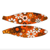 Groovy Retro 70s Bloemen Bruin en Sinaasappel Patr Basketbal (Panelen)