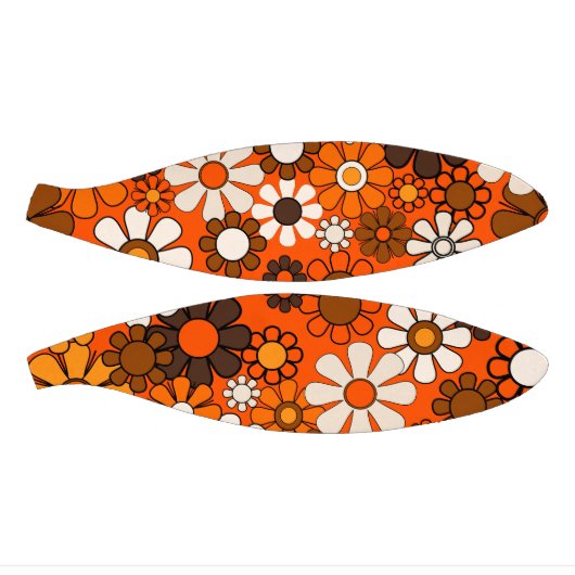 Groovy Retro 70s Bloemen Bruin en Sinaasappel Patr Basketbal (Panelen)