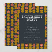 Groovy Retro 70s Bloemen Trendy Verlovingsfeest Kaart (Voorkant / Achterkant)