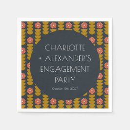 Groovy Retro 70s Bloemen Trendy Verlovingsfeest Servet