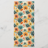 Groovy Retro 70s Bloemenbruiloft Menu (Achterkant)