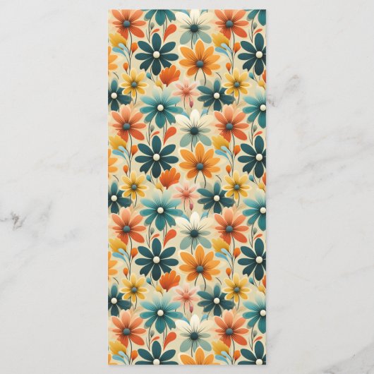 Groovy Retro 70s Bloemenbruiloft Menu (Achterkant)