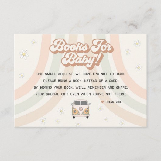 groovy retro 70s boeken voor baby uitnodiging inla informatiekaartje (Voorkant)