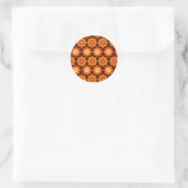 Groovy retro 70s boho hippie orange flower pattern ronde sticker (Tas)