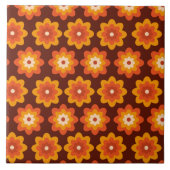 Groovy retro 70s boho hippie orange flower pattern tegeltje (Voorkant)