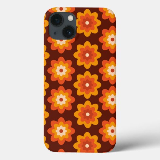 Groovy Retro 70s Boho Hippie Oranje Bloem motief Case-Mate iPhone Case (Achterkant)