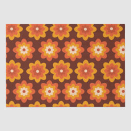 Groovy retro 70s boho hippie oranje bloem patroon tissuepapier
