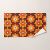 Groovy retro 70s boho hippie oranje bloempatroon bad handdoek (Handdoek)