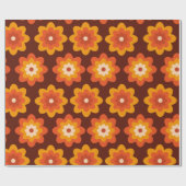 Groovy retro 70s boho hippie oranje bloempatroon cadeaupapier (Vlak)
