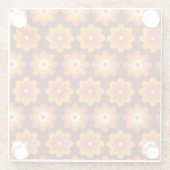 Groovy retro 70s boho hippie oranje bloempatroon glazen onderzetter (Achterkant)