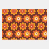 Groovy retro 70s boho hippie oranje bloempatroon inpakpapier vel (Voorkant 2)