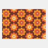 Groovy retro 70s boho hippie oranje bloempatroon inpakpapier vel (Voorkant 3)