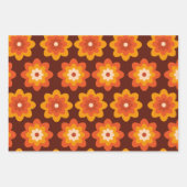 Groovy retro 70s boho hippie oranje bloempatroon inpakpapier vel (Voorkant)