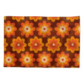 Groovy retro 70s boho hippie oranje bloempatroon kussensloop (Achterkant)
