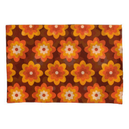 Groovy retro 70s boho hippie oranje bloempatroon kussensloop
