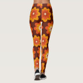 Groovy retro 70s boho hippie oranje bloempatroon leggings (Achterkant)