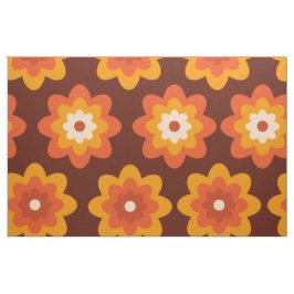 Groovy retro 70s boho hippie oranje bloempatroon stof