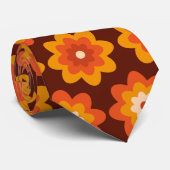 Groovy retro 70s boho hippie oranje bloempatroon stropdas (Opgerold)