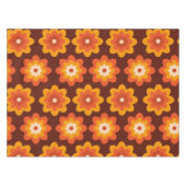 Groovy Retro 70s Boho Hippie Oranje Bloempatroon Tafelkleed (Voorkant (Horizontaal))