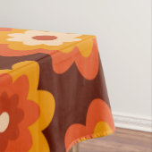 Groovy Retro 70s Boho Hippie Oranje Bloempatroon Tafelkleed (Voorbeeld)