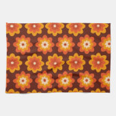 Groovy retro 70s boho hippie oranje bloempatroon theedoek (Horizontaal)