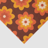 Groovy retro 70s boho hippie oranje bloempatroon tissuepapier (Detail)