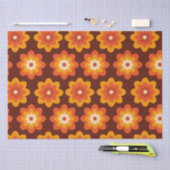 Groovy retro 70s boho hippie oranje bloempatroon tissuepapier (Craft)