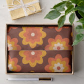 Groovy retro 70s boho hippie oranje bloempatroon tissuepapier (Geschenk)