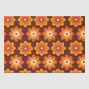 Groovy retro 70s boho hippie oranje bloempatroon tissuepapier