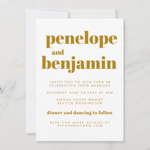 Groovy Retro 70s botanische all-in-one bruiloft Kaart