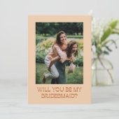 Groovy Retro 70s Bridesmaid proposal fotokaart (Staand voorkant)
