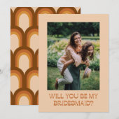Groovy Retro 70s Bridesmaid proposal fotokaart (Voorkant / Achterkant)