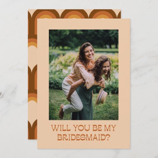 Groovy Retro 70s Bridesmaid proposal fotokaart (Voorkant / Achterkant)