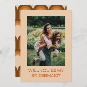 Groovy Retro 70s Bridesmaid proposal fotokaart