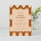 Groovy Retro 70s Bruin Trendy Unique Bat Mitzvah Kaart (Staand voorkant)