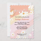 Groovy Retro 70s Daisy Peach Girl Baby shower Kaart (Voorkant)