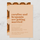 Groovy Retro 70s Design Beige Terracotta Wedding Kaart (Voorkant / Achterkant)