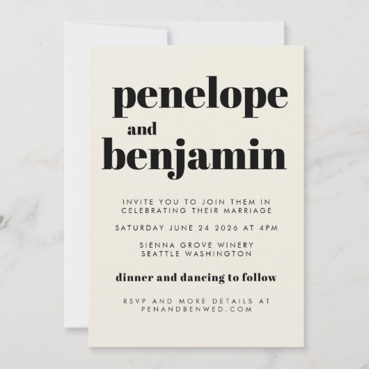 Groovy Retro 70s Design Black All-in-One Wedding Kaart (Voorkant)