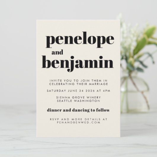 Groovy Retro 70s Design Black All-in-One Wedding Kaart (Staand voorkant)