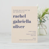 Groovy Retro 70s Design Blue Pink Bat Mitzvah Kaart (Staand voorkant)