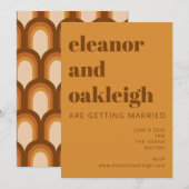 Groovy Retro 70s Design Bold Brown Yellow Wedding Kaart (Voorkant / Achterkant)