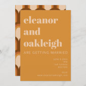 Groovy Retro 70s Design Bold Ochre Yellow Wedding Kaart (Voorkant / Achterkant)