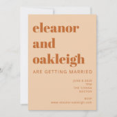 Groovy Retro 70s Design Bold Terracotta Wedding Kaart (Voorkant)