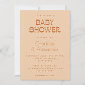 Groovy Retro 70s Design Brown Couples Baby shower Kaart (Voorkant)