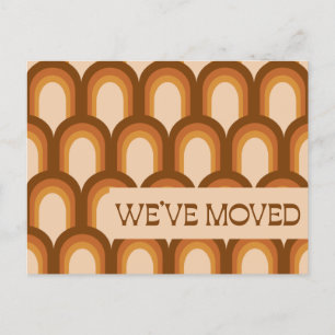 Groovy Retro 70s Design Brown New Address We moved Briefkaart