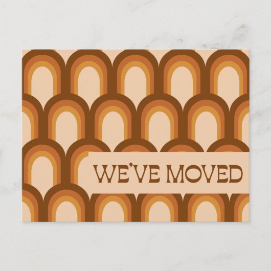 Groovy Retro 70s Design Brown New Address We moved Briefkaart (Voorkant)