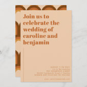 Groovy Retro 70s Design Brown Terracotta Wedding Kaart (Voorkant / Achterkant)