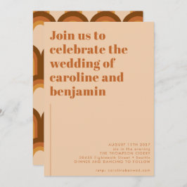 Groovy Retro 70s Design Brown Terracotta Wedding Kaart