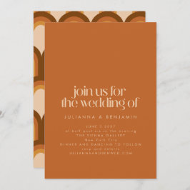 Groovy Retro 70s Design Brown Terracotta Wedding Kaart