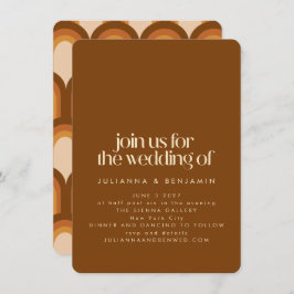Groovy Retro 70s Design Brown Unique Fun Wedding Kaart